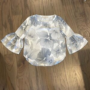 LOFT Petite Floral Bell Sleeve Blouse - Size XSP